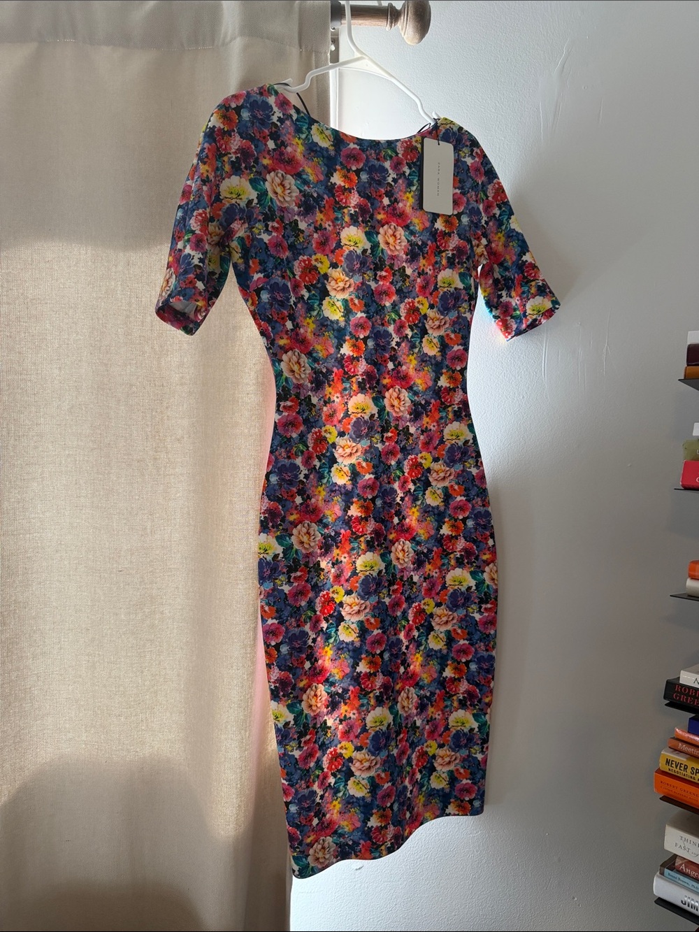 Zara Multicolor Floral Midi Sheath Dress